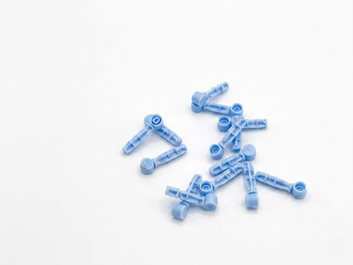 Blue molded plastic connector fittings