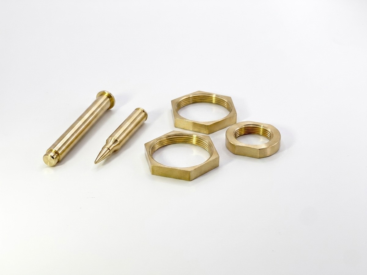 CNC machined brass pins and hex nuts