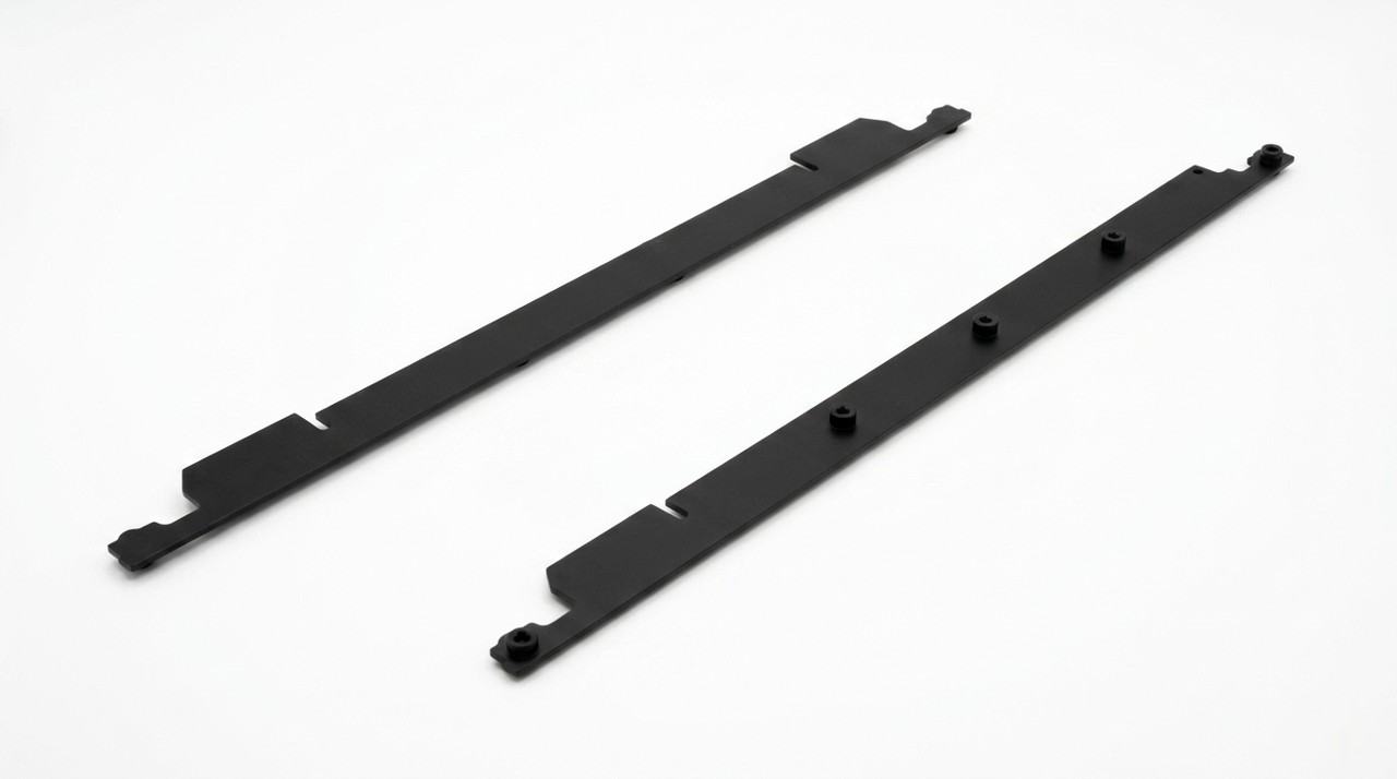 Black-coated stamped rails