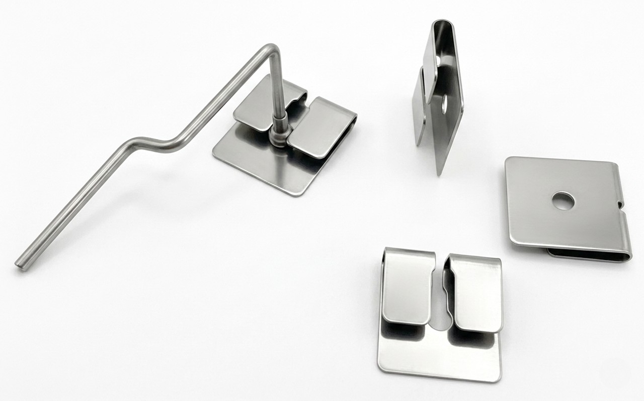 Stainless steel spring clips and fasteners
